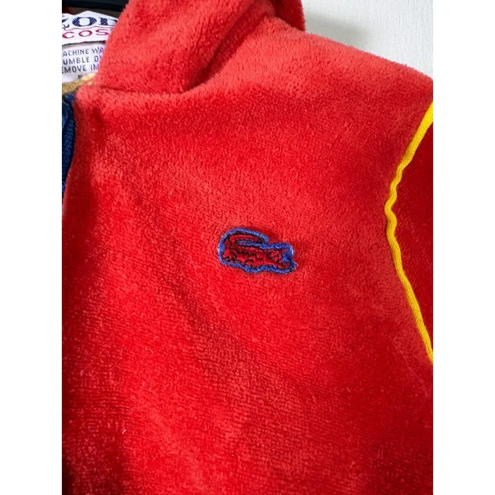 Vtg Izod Lacoste Baby Red Velour Tracksuit Hoodie Pants Set 9 Months Crocodile